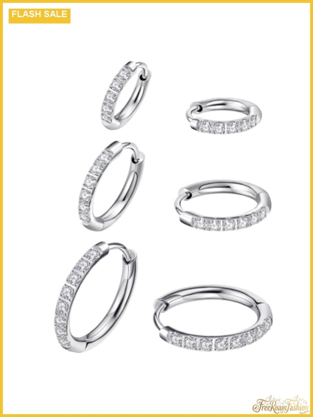 316L Surgical Steel Huggie Hoop Earrings 3 Pair Set Hypoallergenic